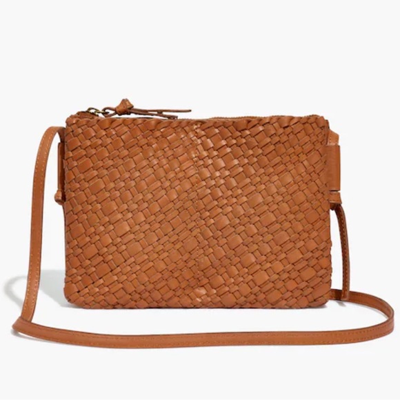 Madewell Handbags - NWT MADEWELL WOVEN Crossbody bag MD187 Camel Leather